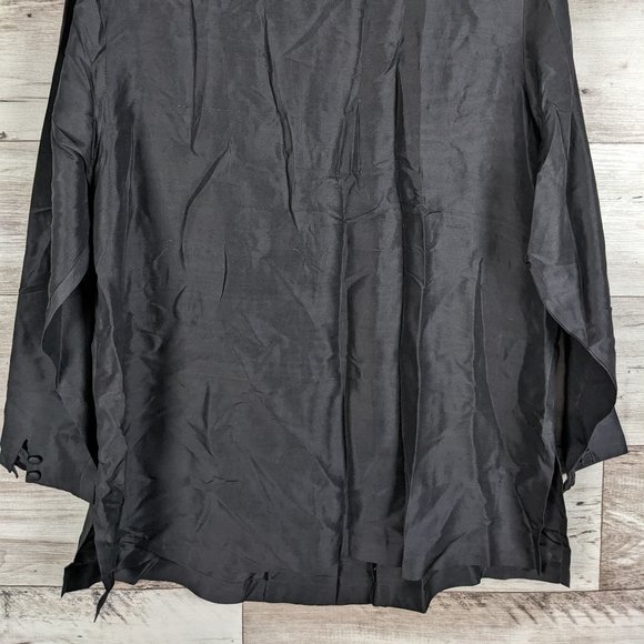 Yi Lin* Women's Long Sleeve Button Down Curved Hem‎ Floral Silk Blouse~ Large - Picture 4 of 11